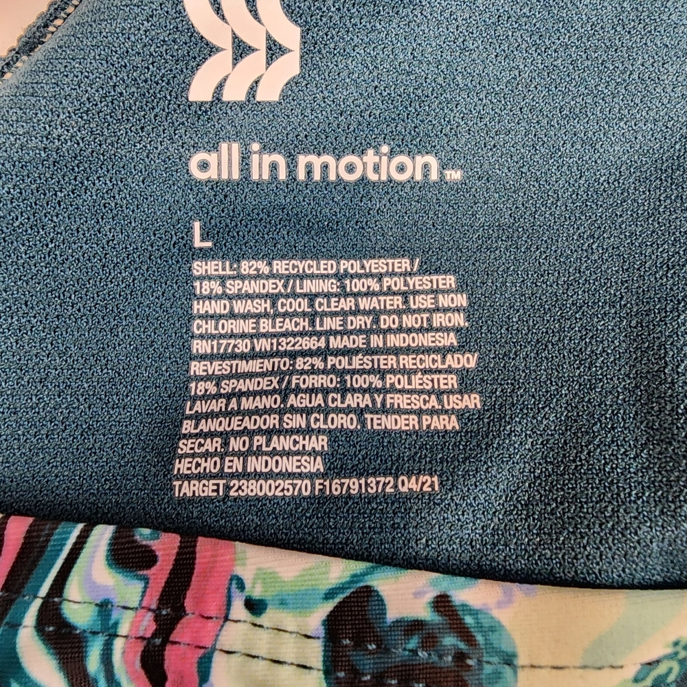 New All in Motion Athletic Swim‎ Top Sports Bra Adjustable Surf Top Size L 12-14 - Picture 9 of 9